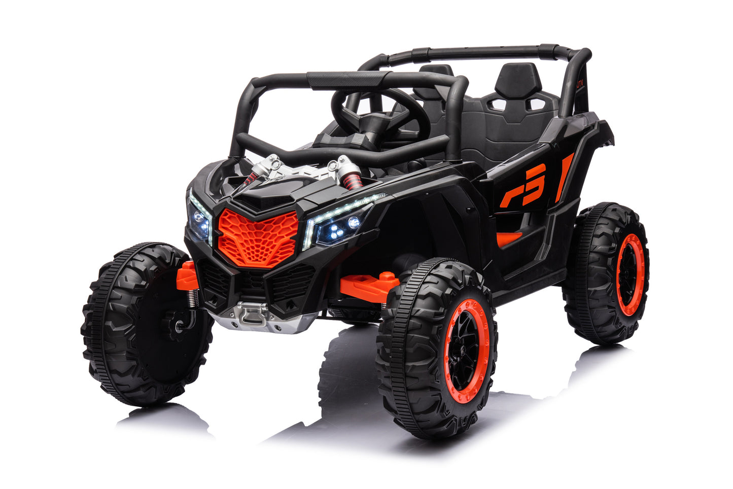 TAMCO Electric Big Kids Ride on Cars, White+Orange Kids Toys Car with 2 Leather Seat, NEL-901 , free shopping