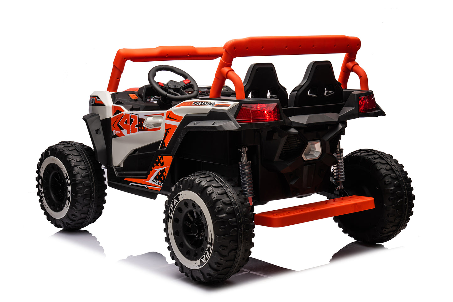 TAMCO Electric Big Kids Ride on Cars, Orange Kids Toys Car with 2 Leather Seat, NEL-913, free shopping