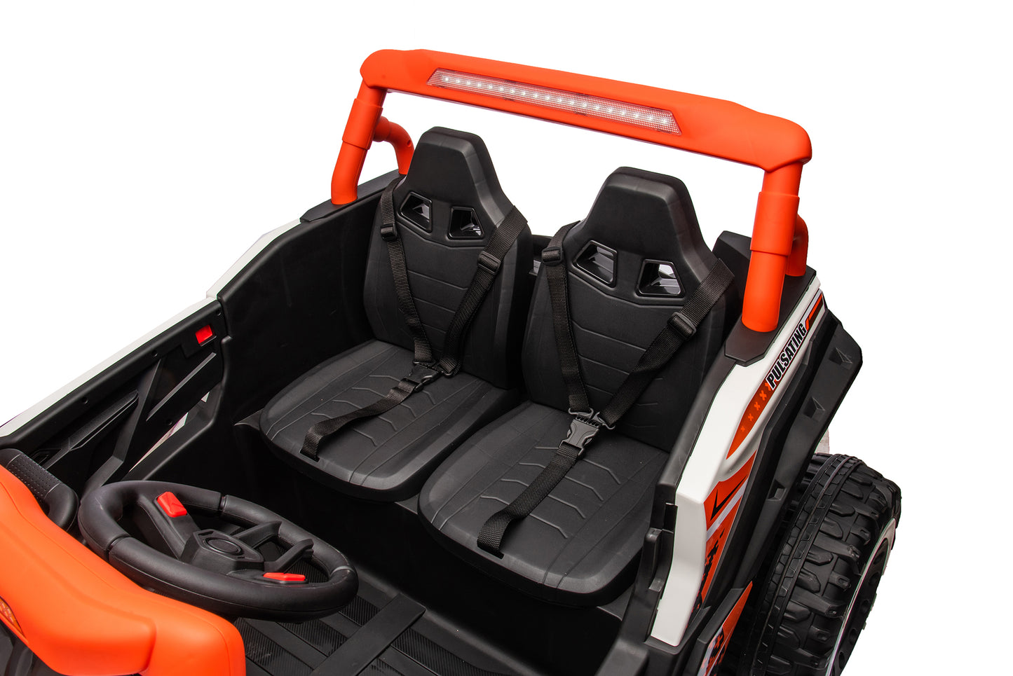 TAMCO Electric Big Kids Ride on Cars, Orange Kids Toys Car with 2 Leather Seat, NEL-913, free shopping