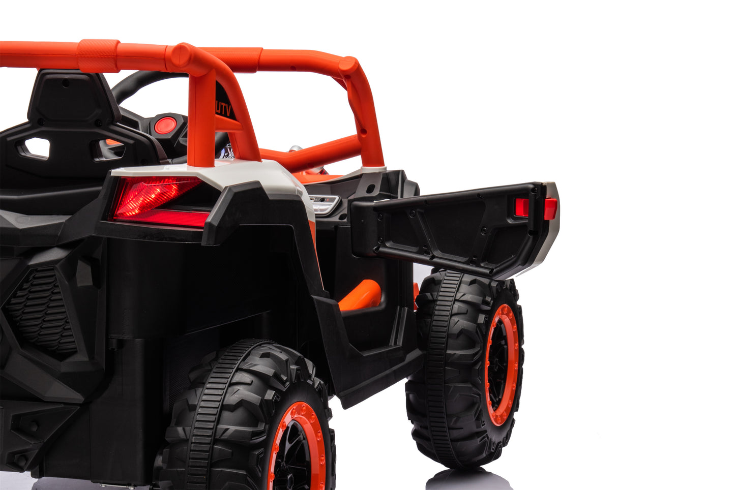 TAMCO Electric Big Kids Ride on Cars, White+Orange Kids Toys Car with 2 Leather Seat, NEL-901 , free shopping