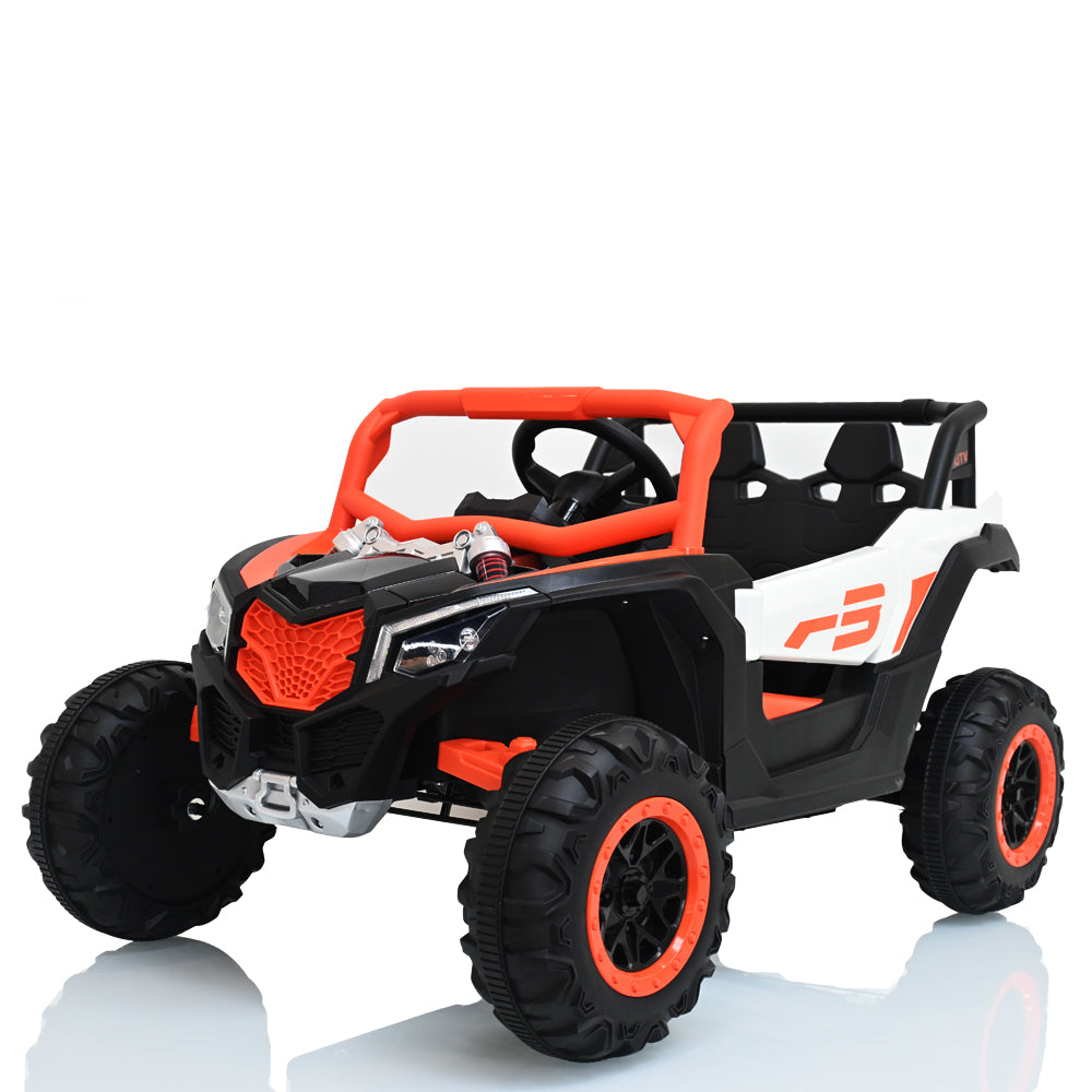 TAMCO Electric Big Kids Ride on Cars, White+Orange Kids Toys Car with 2 Leather Seat, NEL-901 , free shopping