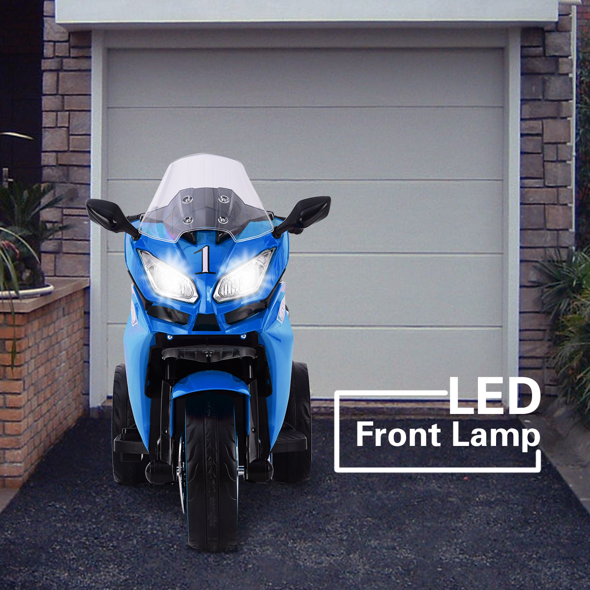 TAMCO-1200 blue ,kids electric motorcycle 3 wheels 2 motor 12V battery Children ride on motorcycle with lightting wheels ,free shipping