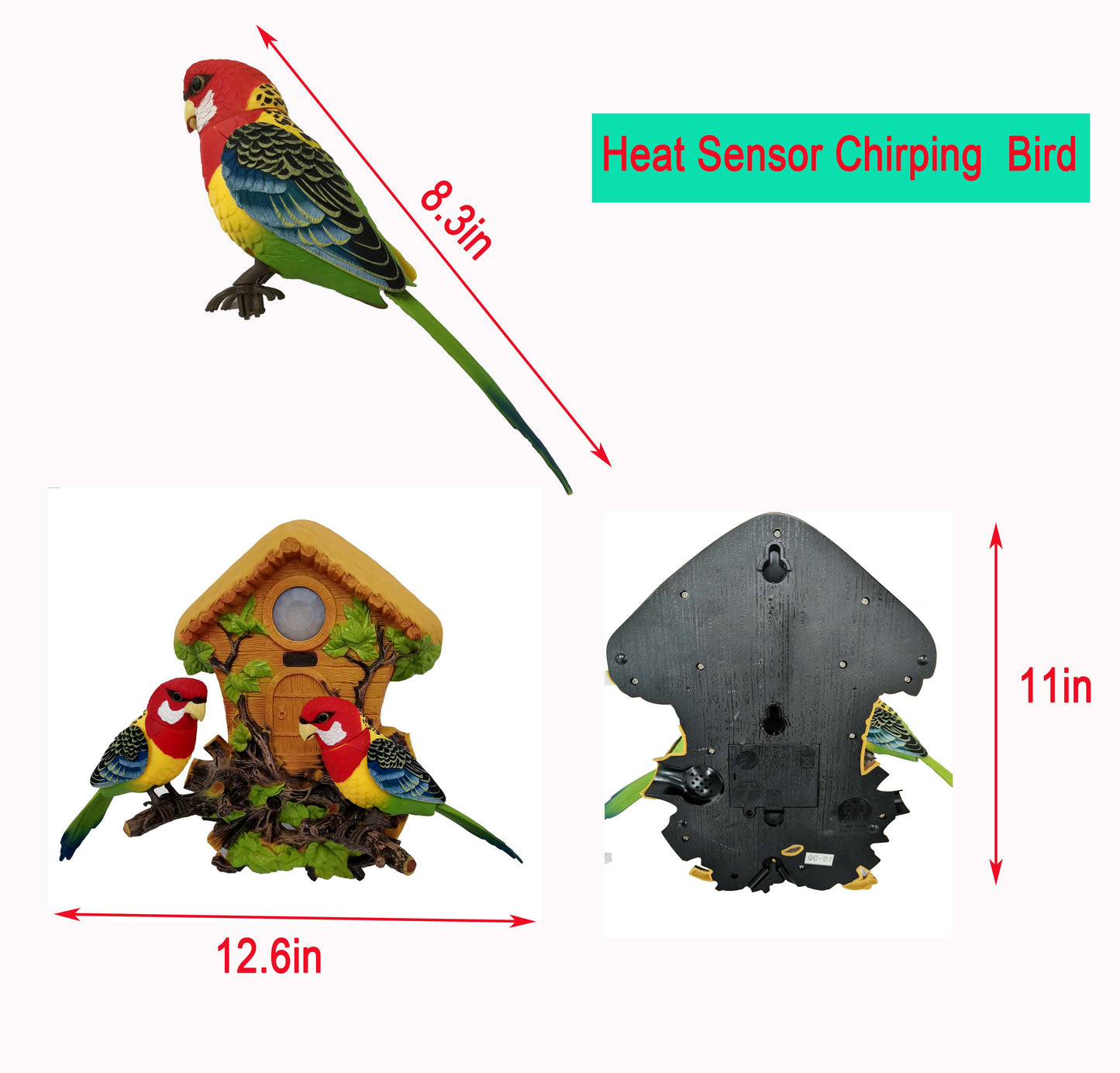 Tamco HL515A Heat Sensor Chirping toy Bird with Sweet Sound and Body Move As It Chirps Adorable Chirping & Dancing Bird with Motion Sensor /Wall Decoration / Pet Bird / Novelty Gift for kids