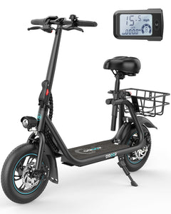 TAMCO C1/C1 Pro Electric Scooter with Seat, 450W Powerful Motor up to 20/25 Miles Range, Foldable Electric Scooter for Adults Max Speed 15.5/18.6 Mph, Electric Scooter for Commuting with Basket