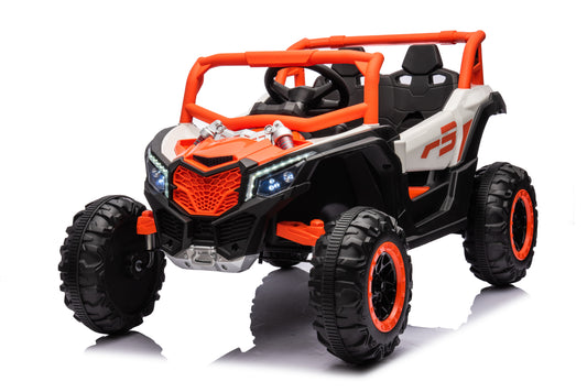 TAMCO Electric Big Kids Ride on Cars, White+Orange Kids Toys Car with 2 Leather Seat, NEL-901 , free shopping