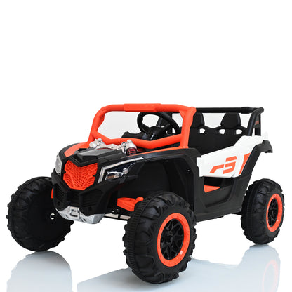 TAMCO Electric Big Kids Ride on Cars, White+Orange Kids Toys Car with 2 Leather Seat, NEL-901 , free shopping