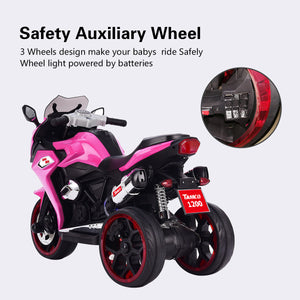 TAMCO-1200  PINK ,kids  electric motorcycle 3 wheels 2 motor 12V battery  Children ride on motorcycle  with light wheels ,free shipping